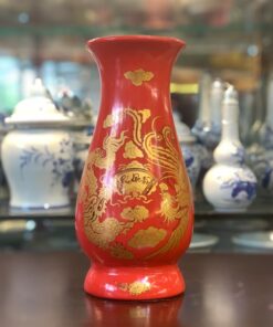 Lọ Hoa Sứ Men Đỏ Bát Tràng