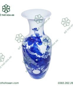 Lục Bình Lý Ngư Vọng Nguyệt Men Trắng