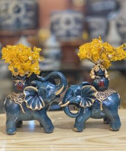 Tượng Voi Phong Thủy Màu Xanh Dương Kim Tiền