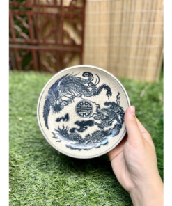 Đĩa Thờ Men Rạn Vẽ Rồng