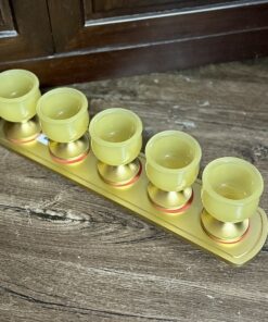Khay 5 Chén Lưu Ly Vàng Bọc Đồng