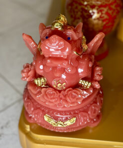 Tỳ Hưu Tọa Hoa Đế Xoay Bột Đá Đỏ
