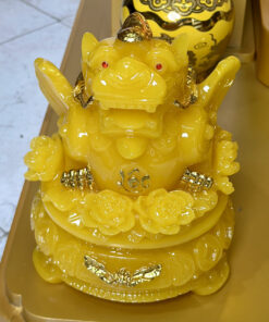 Tỳ Hưu Tọa Hoa Đế Xoay Bột Đá Vàng