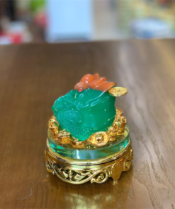 Cóc/ Thiềm Thừ Phong Thuỷ Xoay Đế Kính Xanh