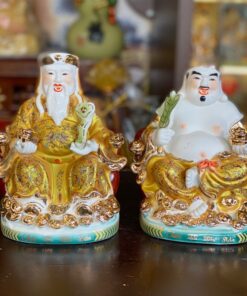 Tượng Thần Tài Thổ Địa Sứ Gấm Vàng
